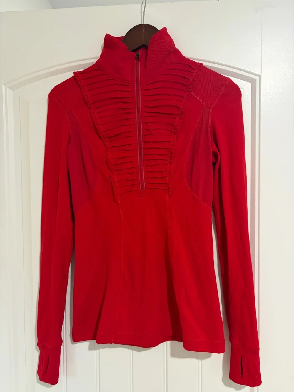 lululemon athletica Red Ribbed Zip-Up Long Sleeve Top
